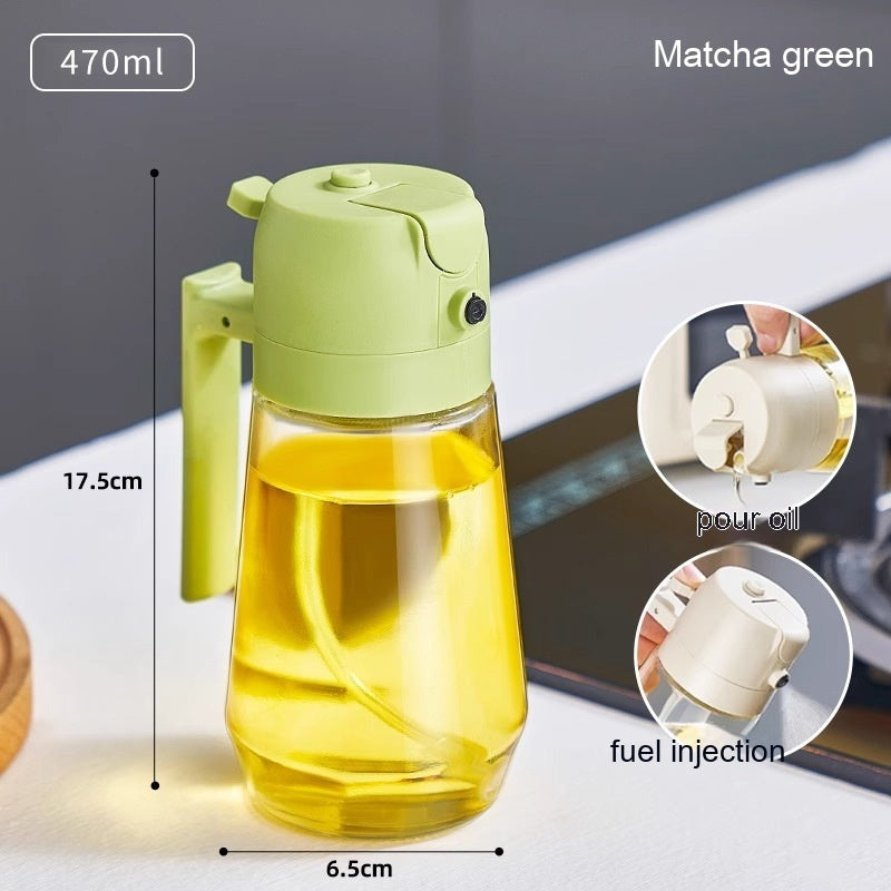 Matcha green 470ml oil sprayer dispenser with pump spout and side handle