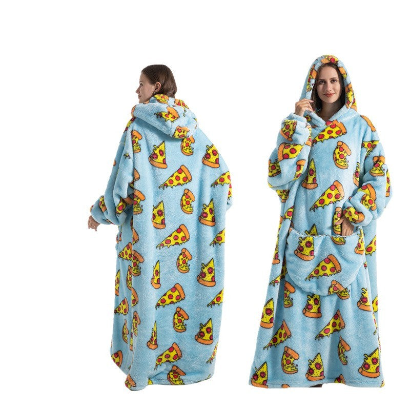 New Plus-sized Widened Homewear Lazy Blanket Warm Nightgown