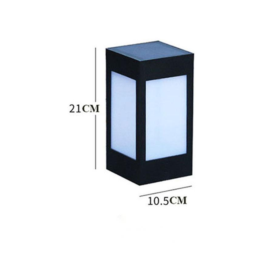 Black tall solar lantern garden light with frosted glass panels and flat top