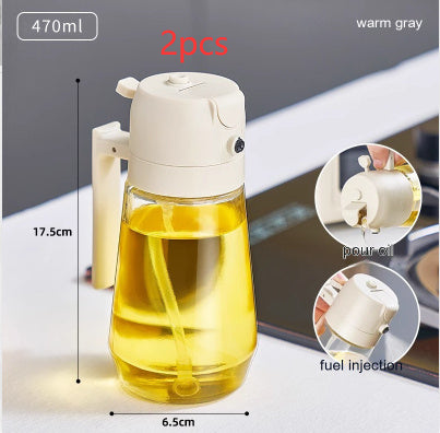 Warm gray 470ml oil sprayer dispenser with pump spout and side handle