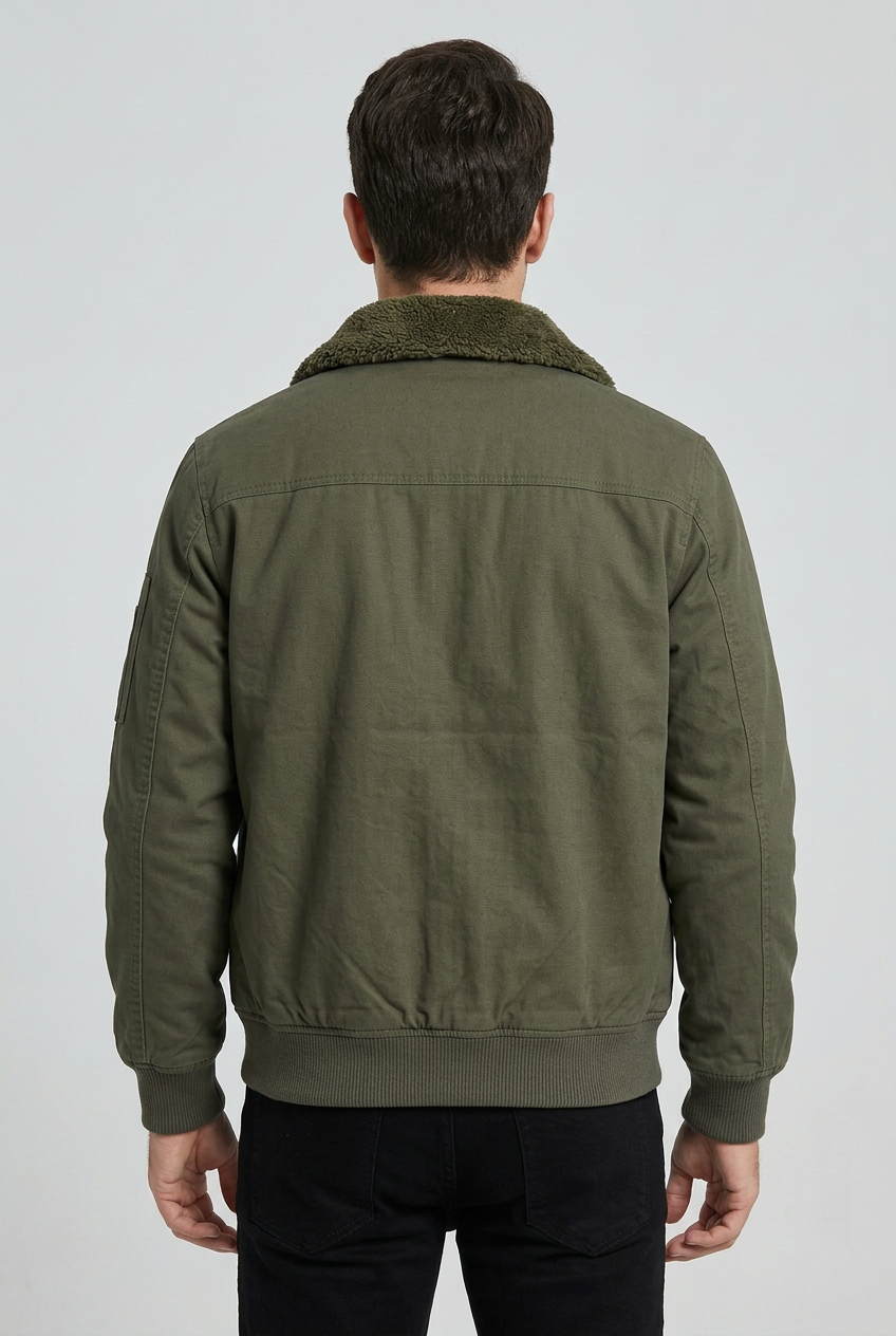 Sherpa-Lined Zip-Up Jacket