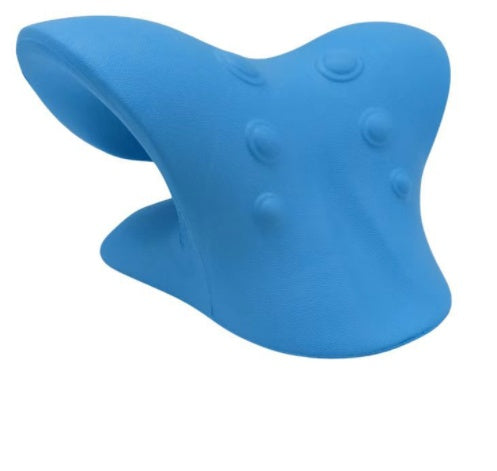 Blue flexible massage pad with raised nodules and curved shape