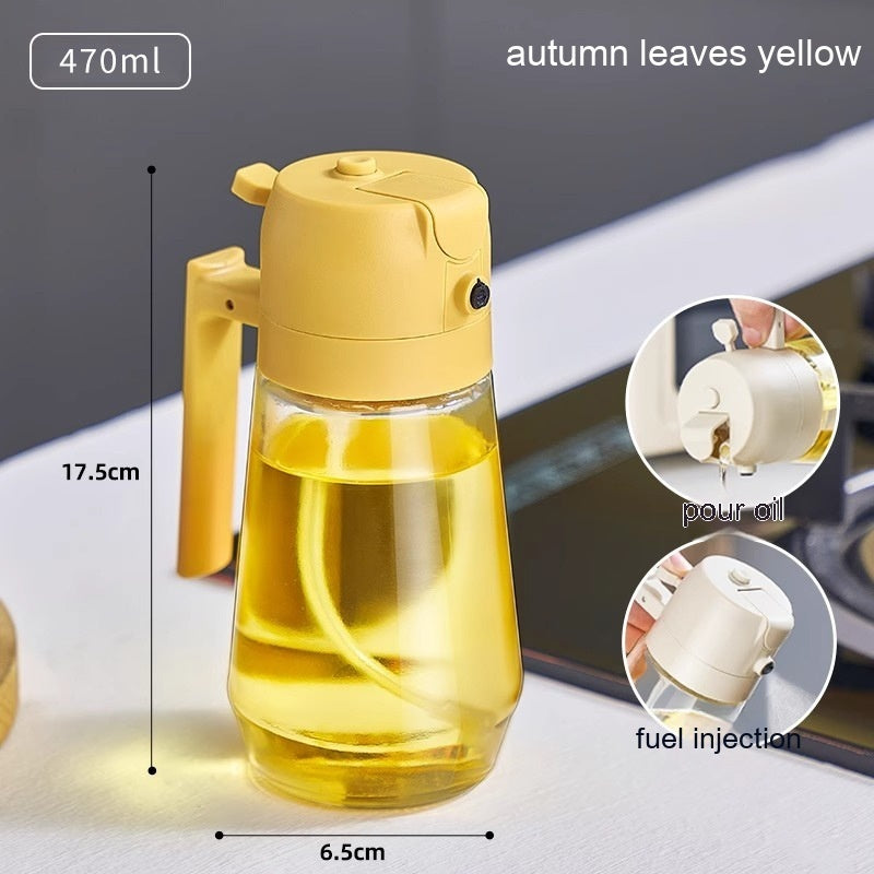 Yellow 470ml oil sprayer dispenser with pump spout and side handle