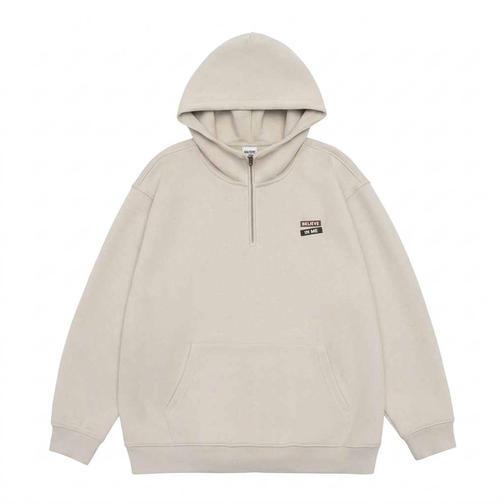 Men's Plus Size Quarter-Zip Long Sleeve Hoodie