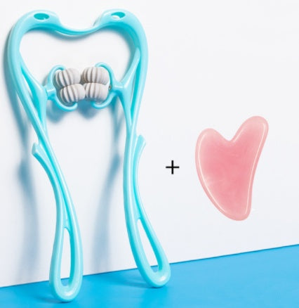 Light blue swan massager with roller wheels plus pink gel heart pad