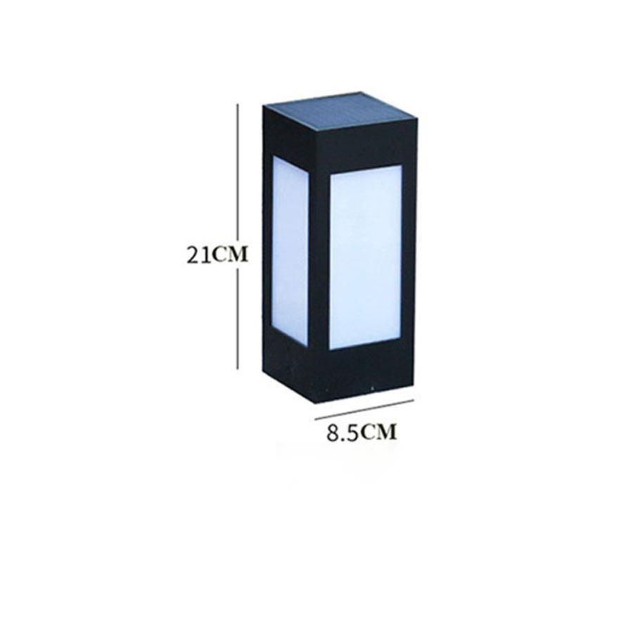 Black tall solar lantern garden light with frosted glass panels and solar panel on top