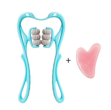 Light blue swan neck massager with rollers plus pink gel heart pad