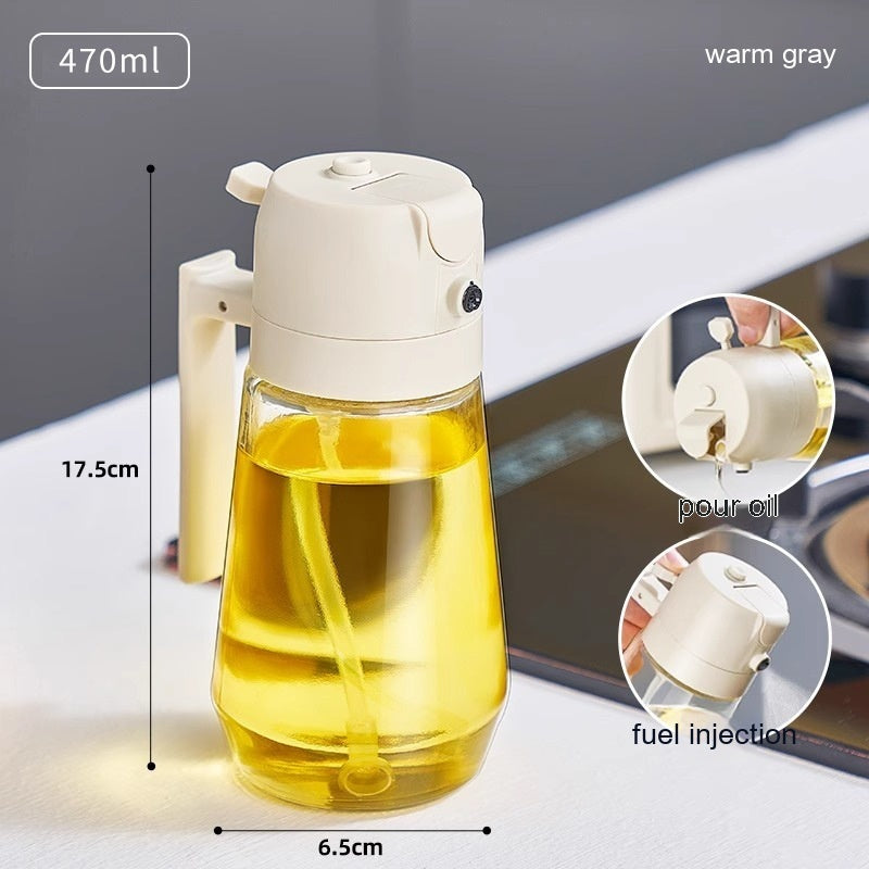 Beige 470ml oil sprayer dispenser with pump spout and side handle