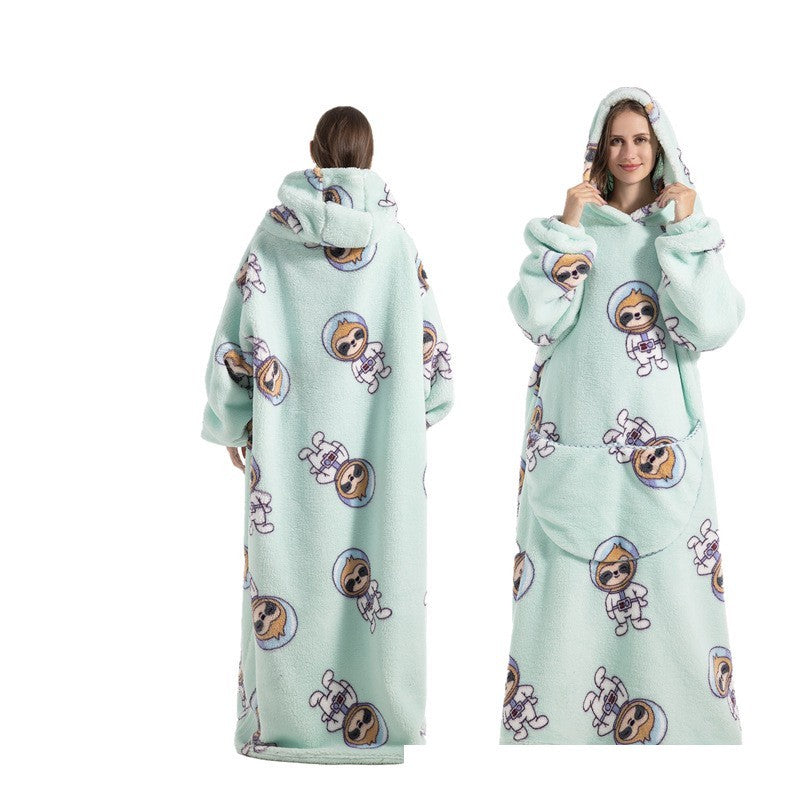 New Plus-sized Widened Homewear Lazy Blanket Warm Nightgown