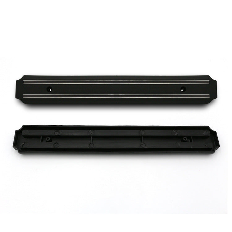 Black magnetic knife holder rail with matching underside base cover (55cm).