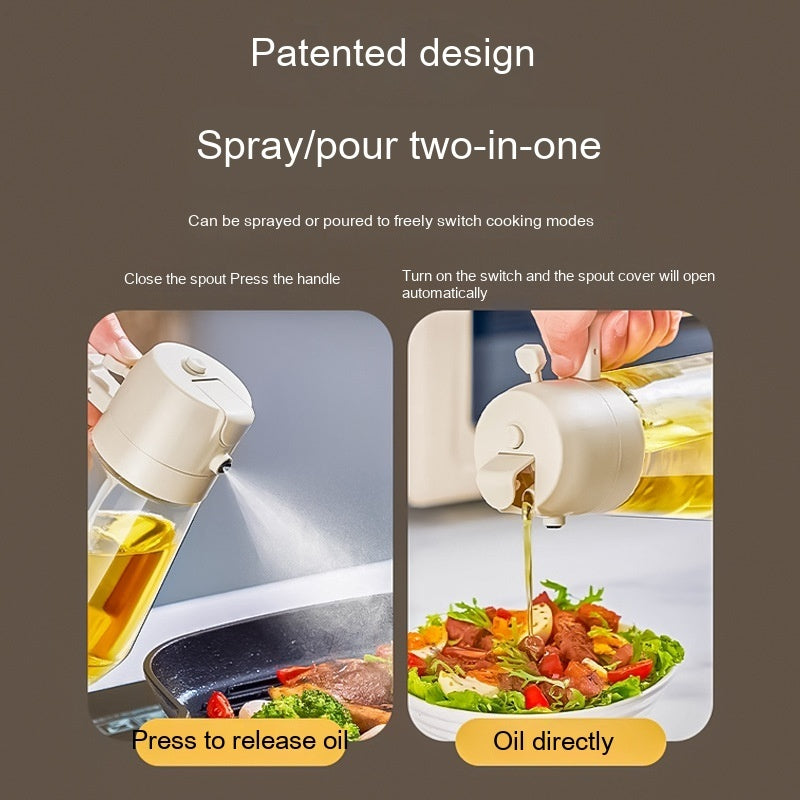 Two-in-one oil sprayer dispenser with press handle for spray or pour