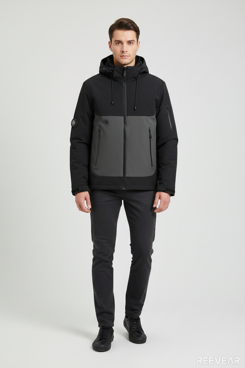 REEVEAR Men's Waterproof Windproof Color Block Hooded Jacket