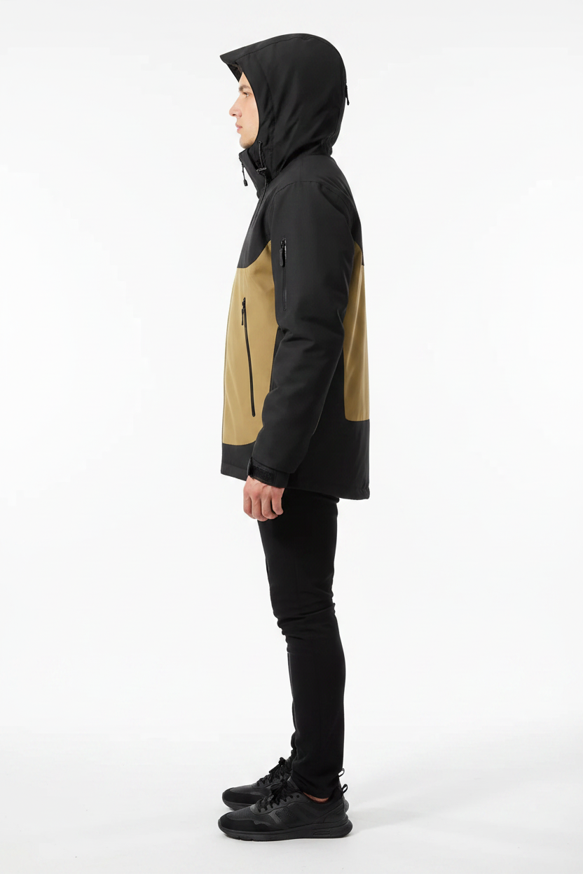 REEVEAR Men's Waterproof Windproof Color Block Hooded Jacket
