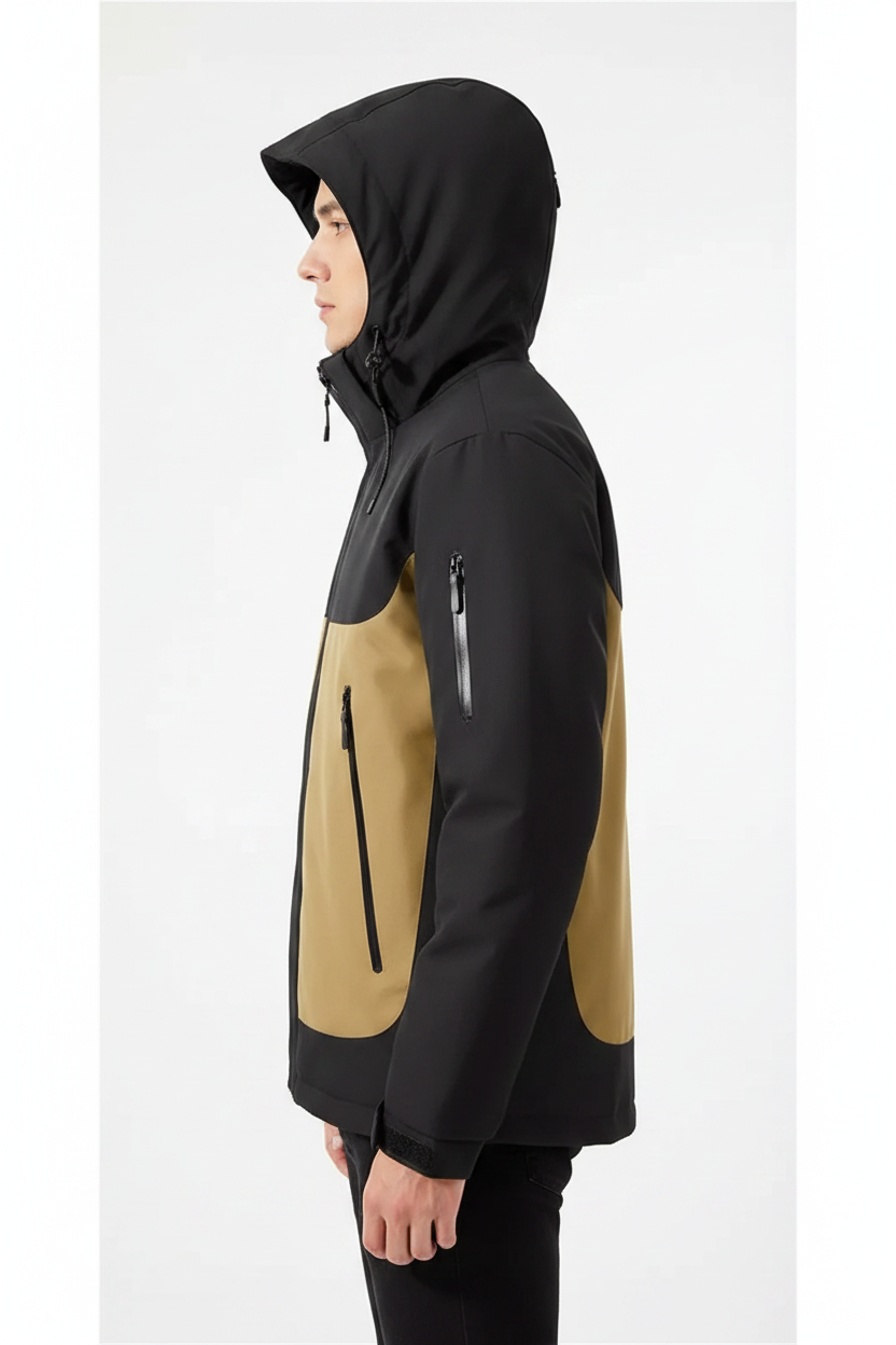 REEVEAR Men's Waterproof Windproof Color Block Hooded Jacket