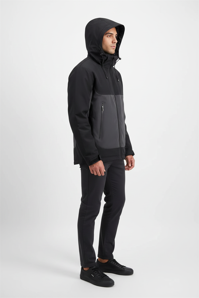 REEVEAR Men's Waterproof Windproof Color Block Hooded Jacket