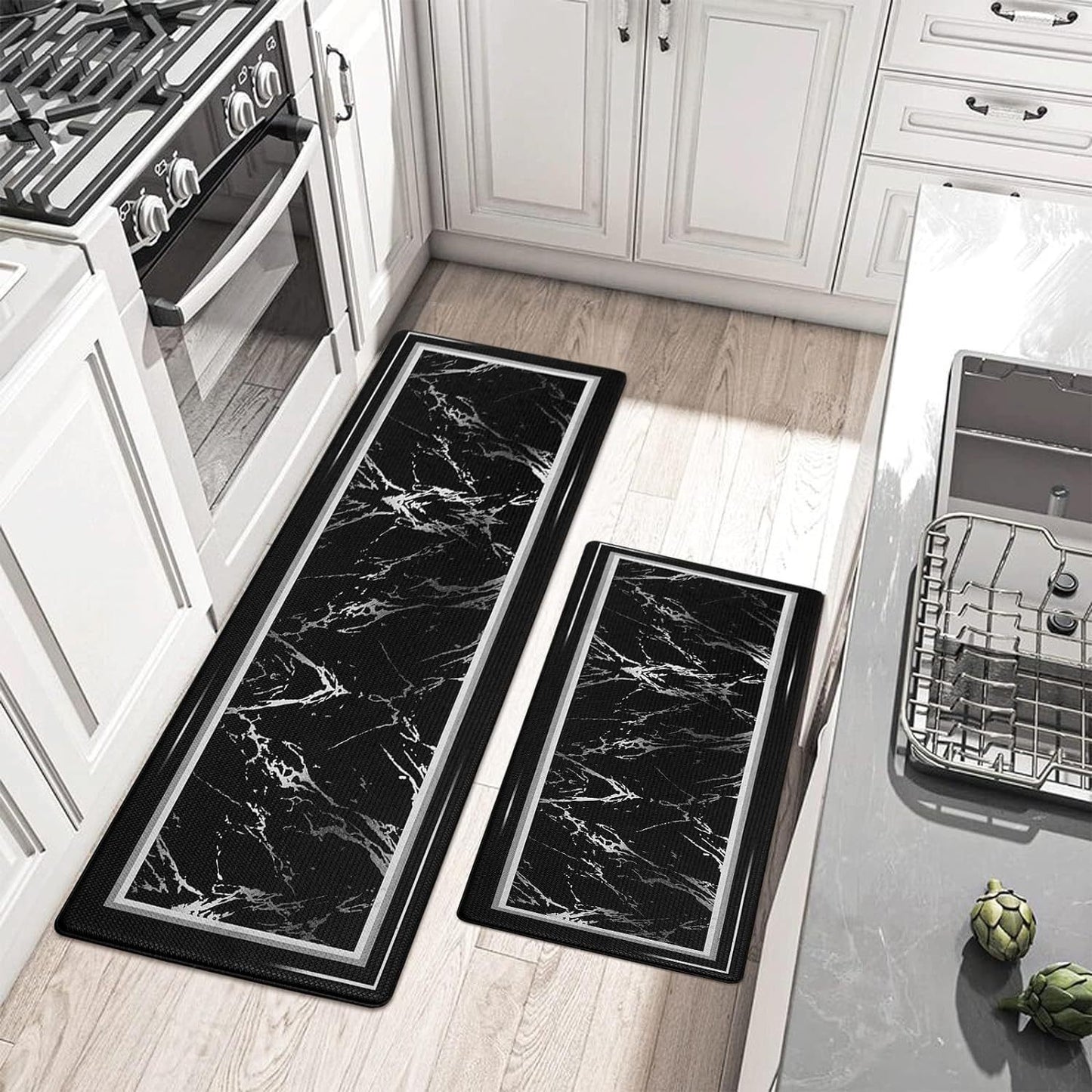 Marble Texture Strip Kitchen Floor Mat Stain-resistant Oil-absorbing Floor Mat Household Cutting Mat