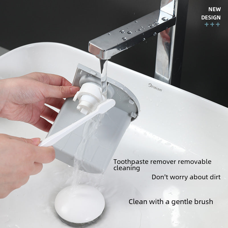 White toothbrush holder with removable top panel and slots for toothbrushes