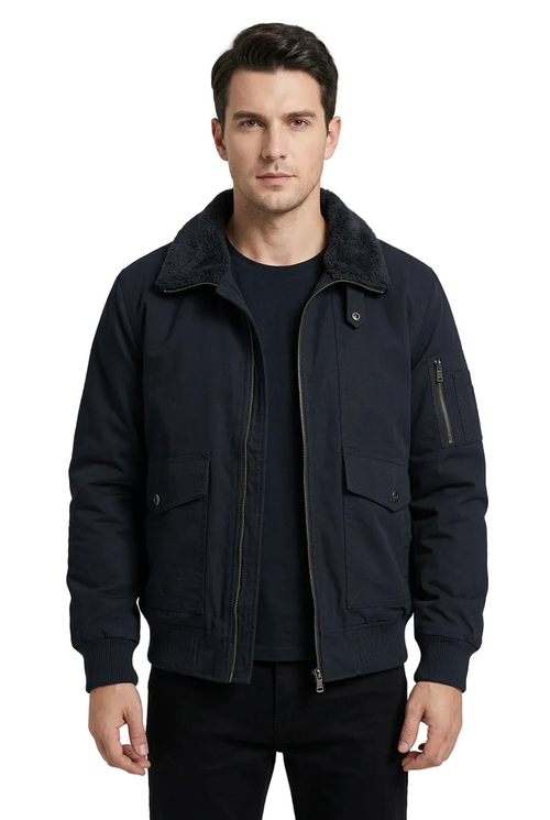 Sherpa-Lined Zip-Up Jacket