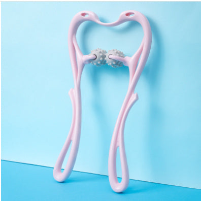 Pink swan neck massager with roller wheels