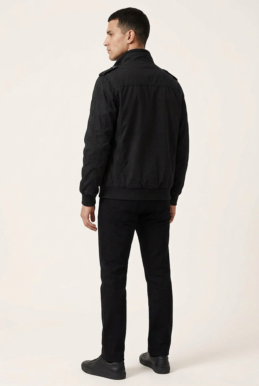Black jacket alternative rear-side view