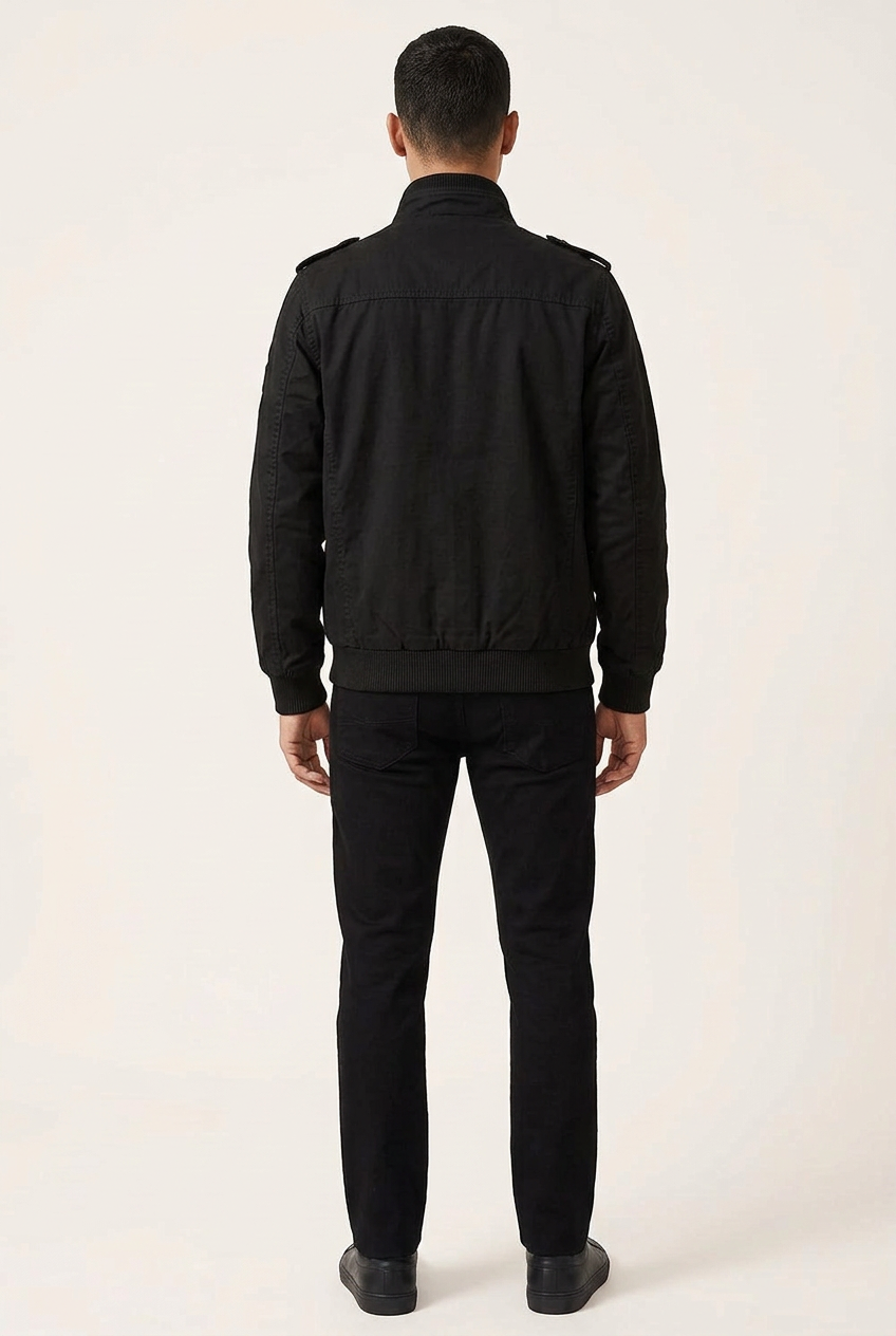 Black jacket back view