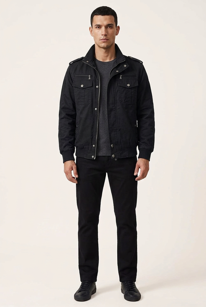 Black jacket front view