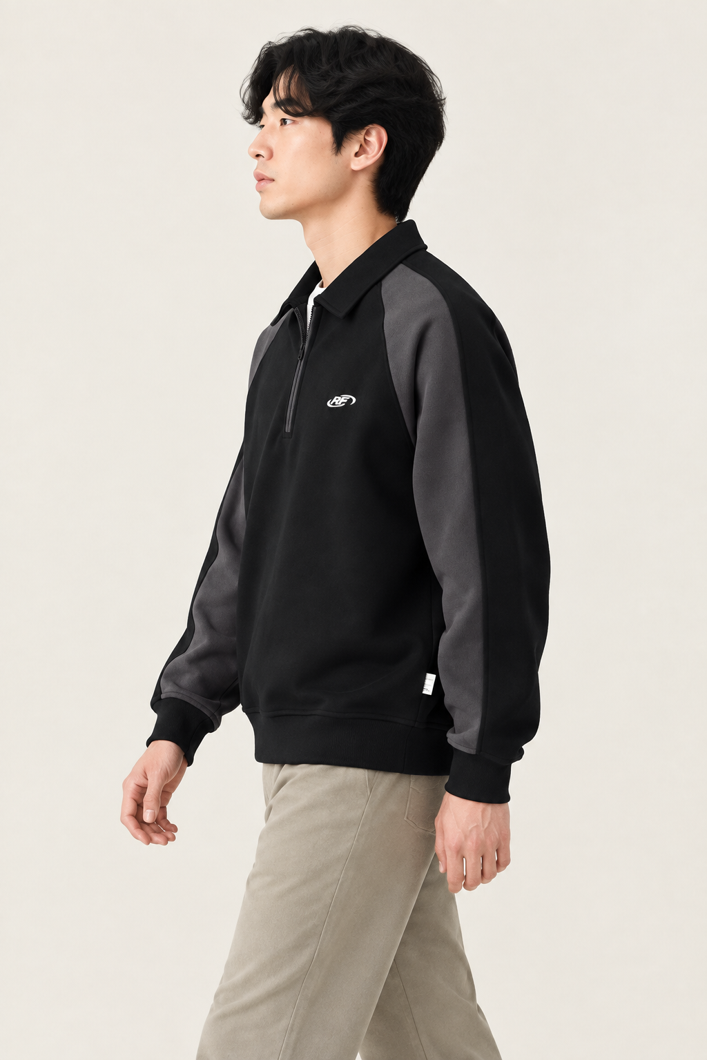 Black sweatshirt left-side view