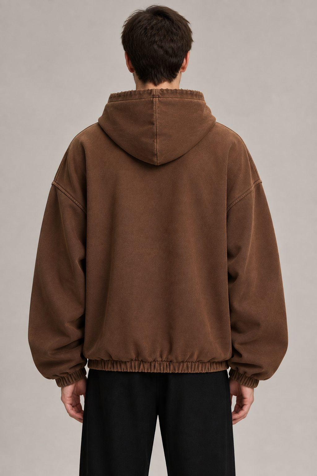 Brown hoodie back view