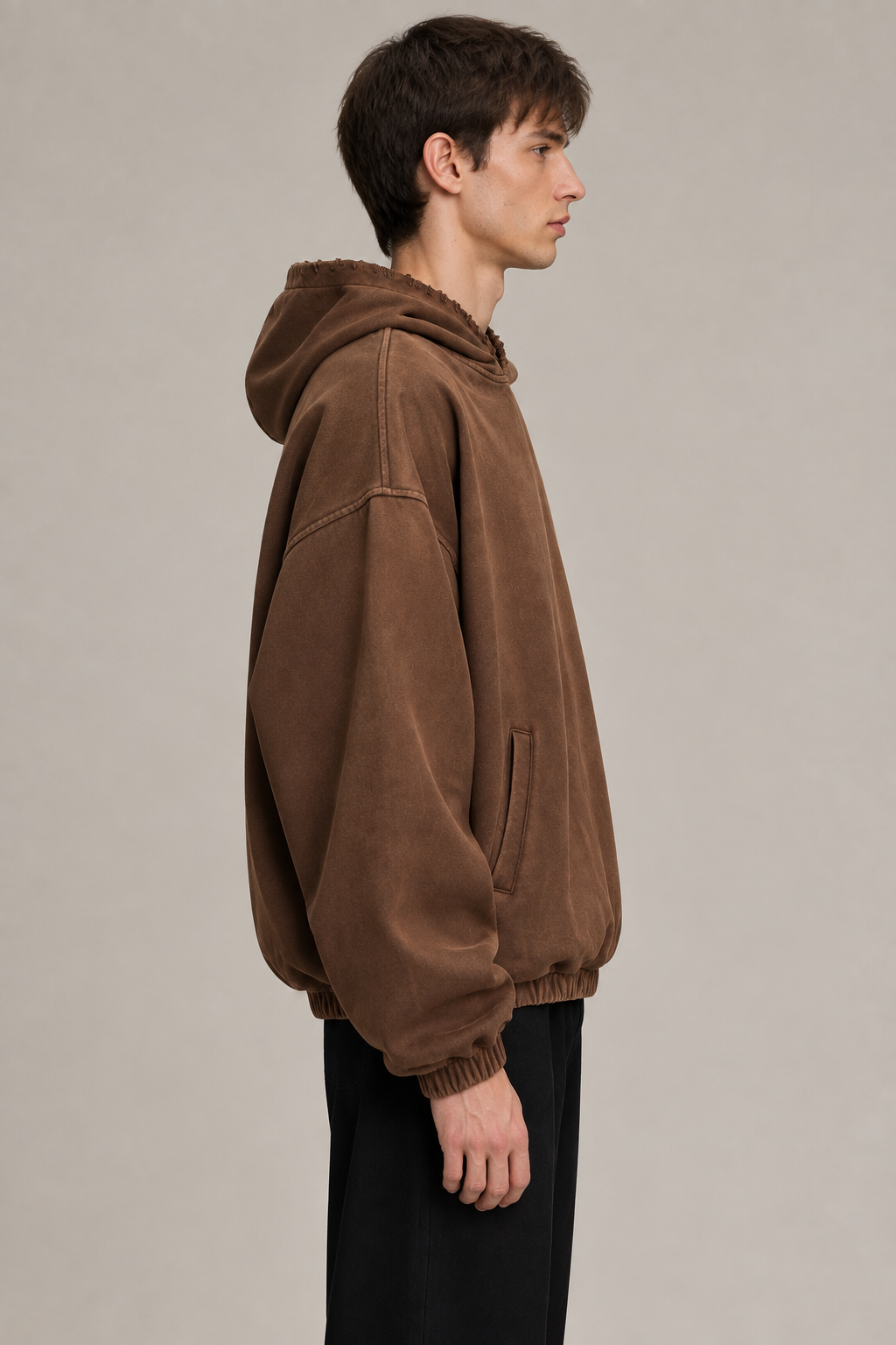 Brown hoodie right-side view