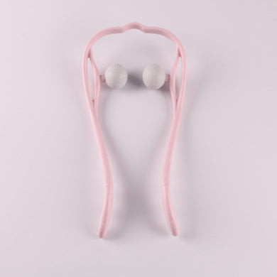 Pink swan-shaped neck massager frame with two ball rollers