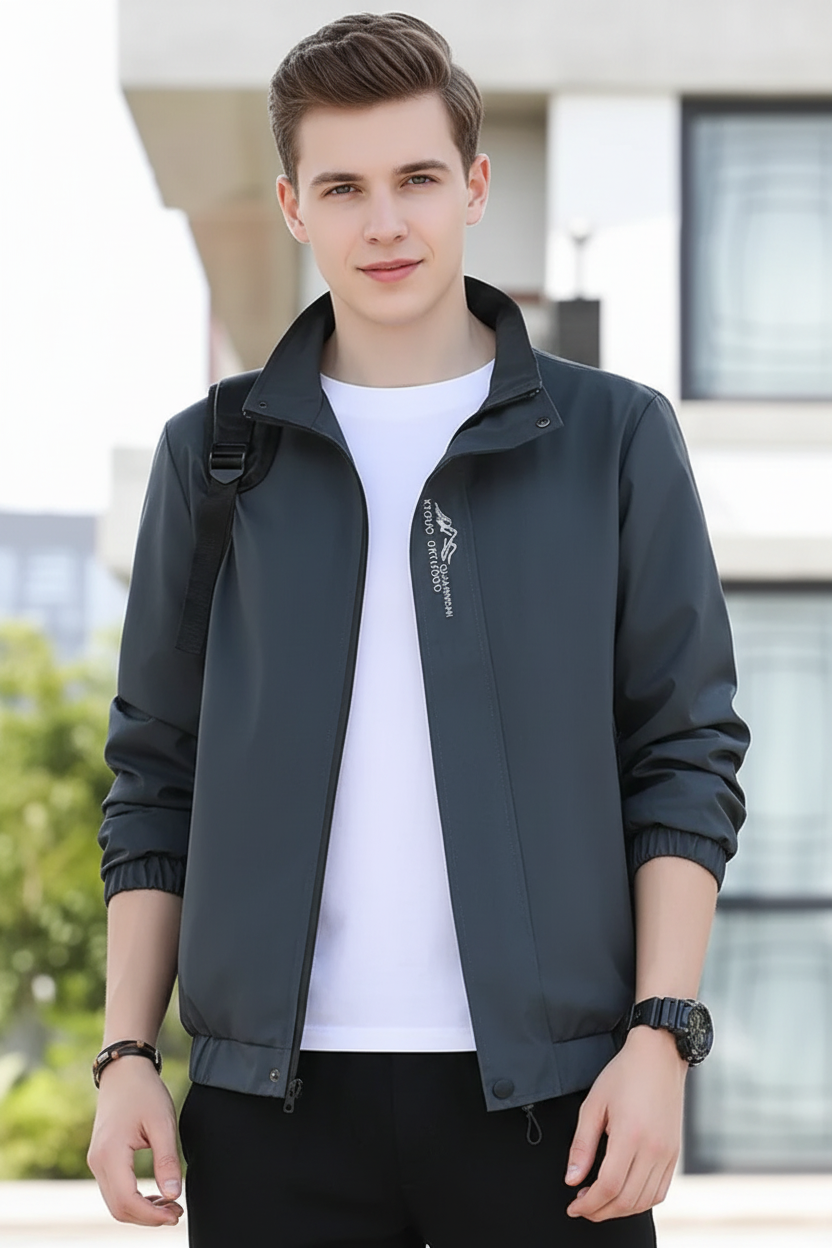 Dark Gray Open Jacket - White British Model