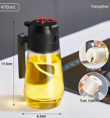 Black 470ml oil sprayer dispenser with pump spout and side handle