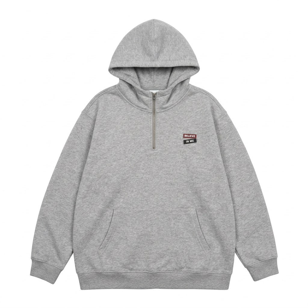 Men's Plus Size Quarter-Zip Long Sleeve Hoodie