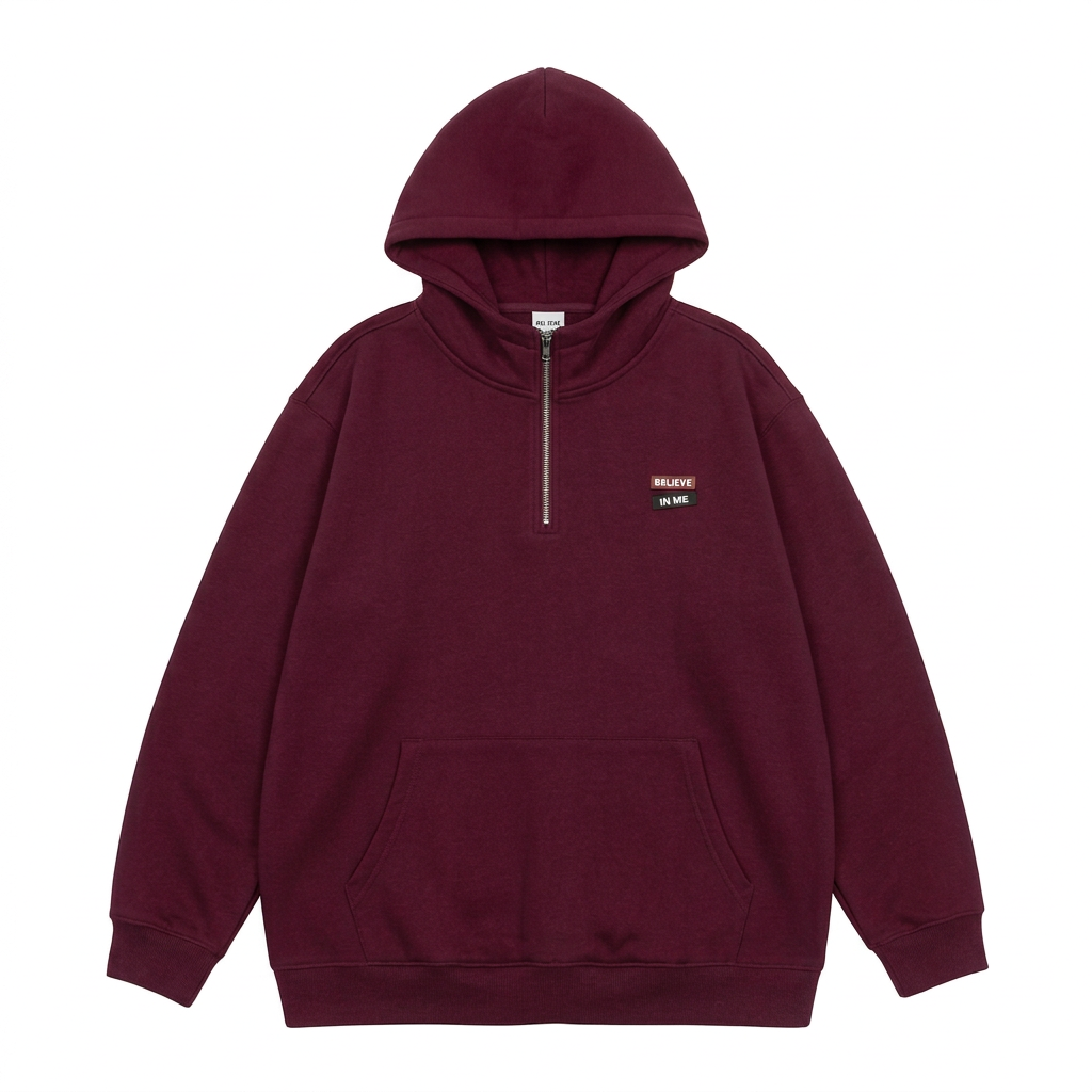 Men's Plus Size Quarter-Zip Long Sleeve Hoodie