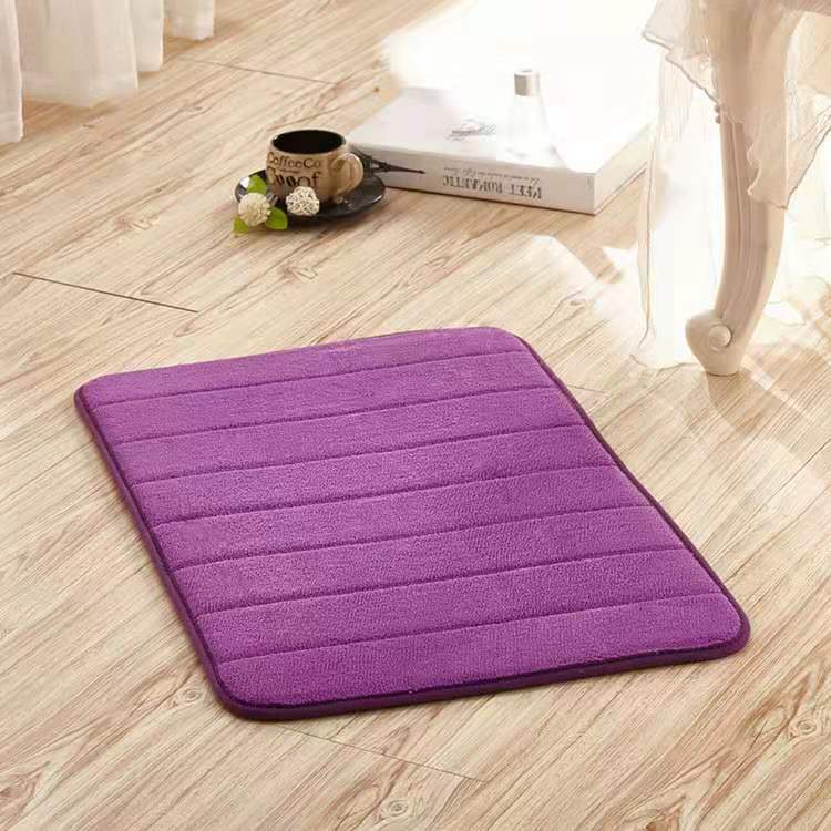 Non-slip washable toilet floor mat, purple striped texture with rounded edges