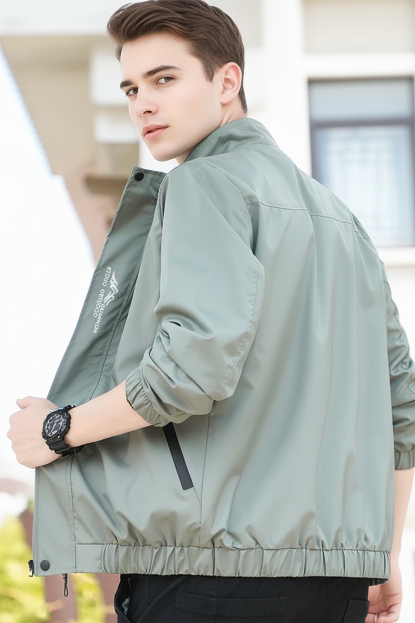 Green Jacket Back View - White British Model