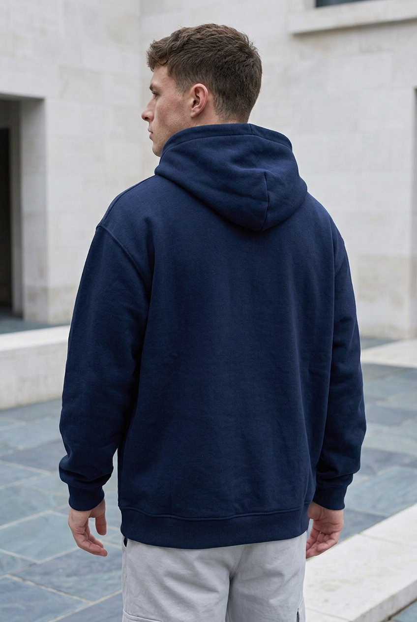 Men's Plus Size Quarter-Zip Long Sleeve Hoodie