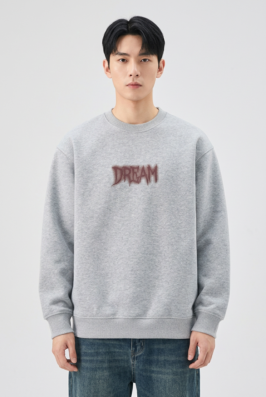 Men's Plus Size Crew Neck Dropped Shoulder Sweatshirt