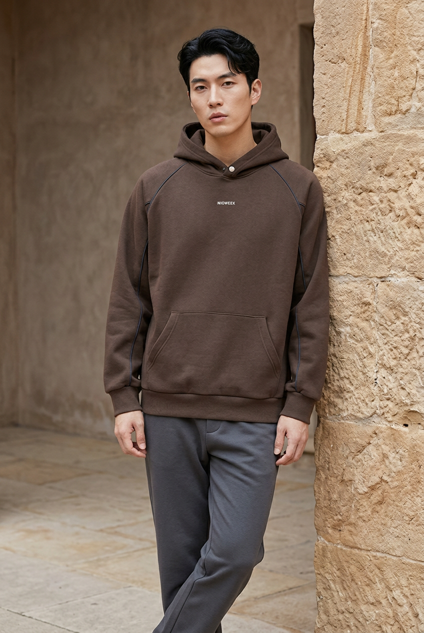 Men's Plus Size Kangaroo Pocket Raglan Sleeve Hoodie