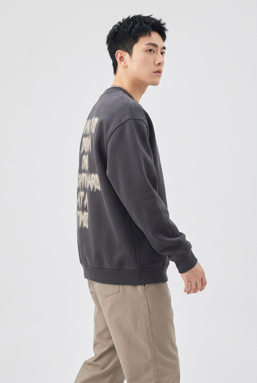 Men's Plus Size Crew Neck Dropped Shoulder Sweatshirt