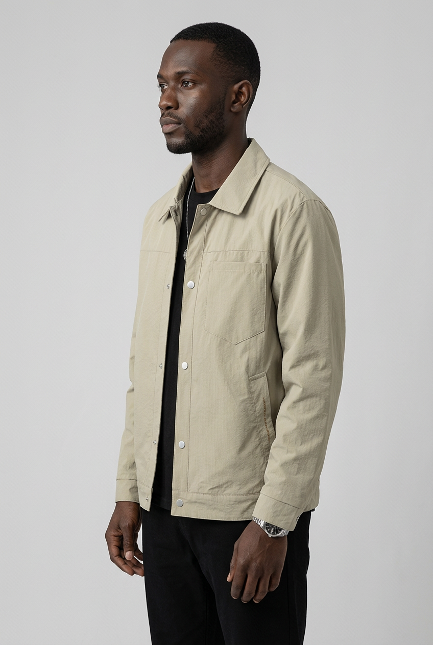 Men's Plus Size Lightweight Snap-Down Jacket