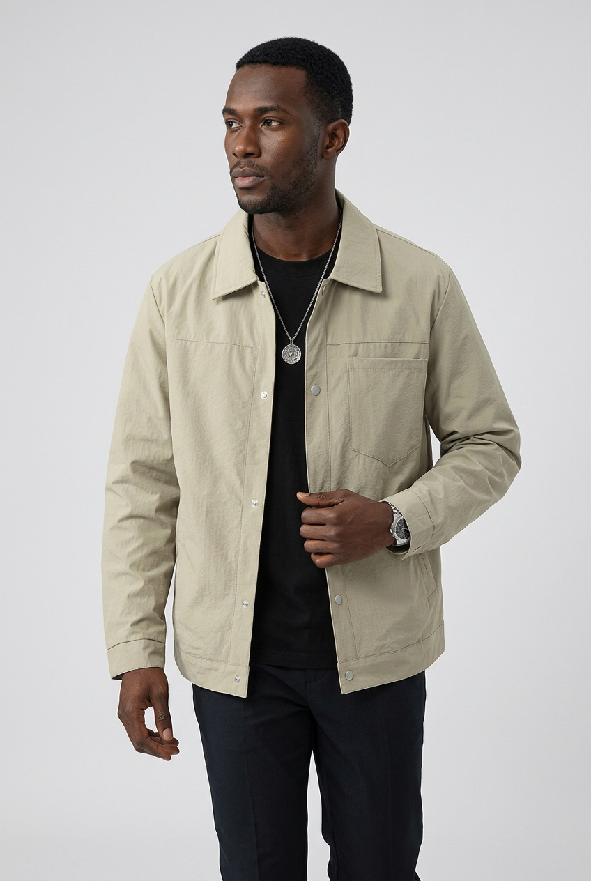 Men's Plus Size Lightweight Snap-Down Jacket