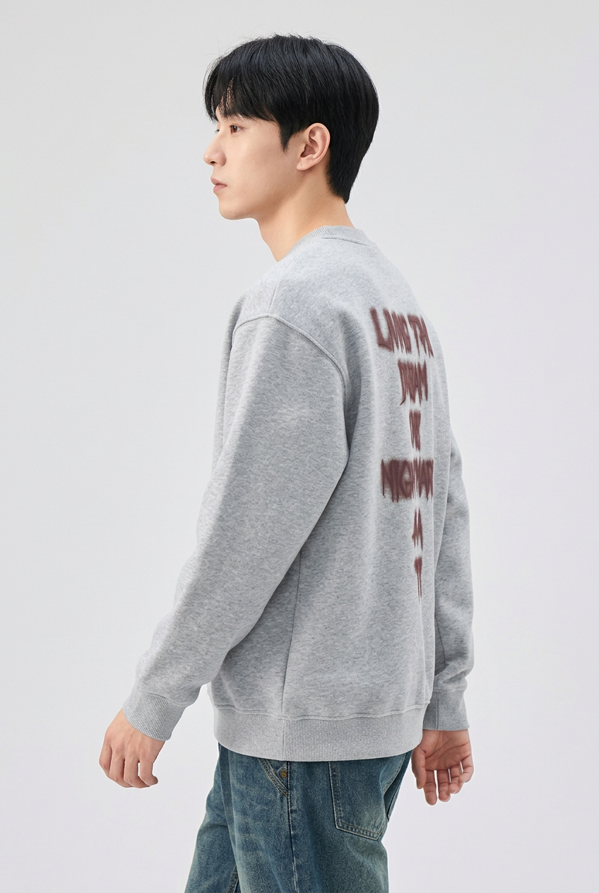 Men's Plus Size Crew Neck Dropped Shoulder Sweatshirt
