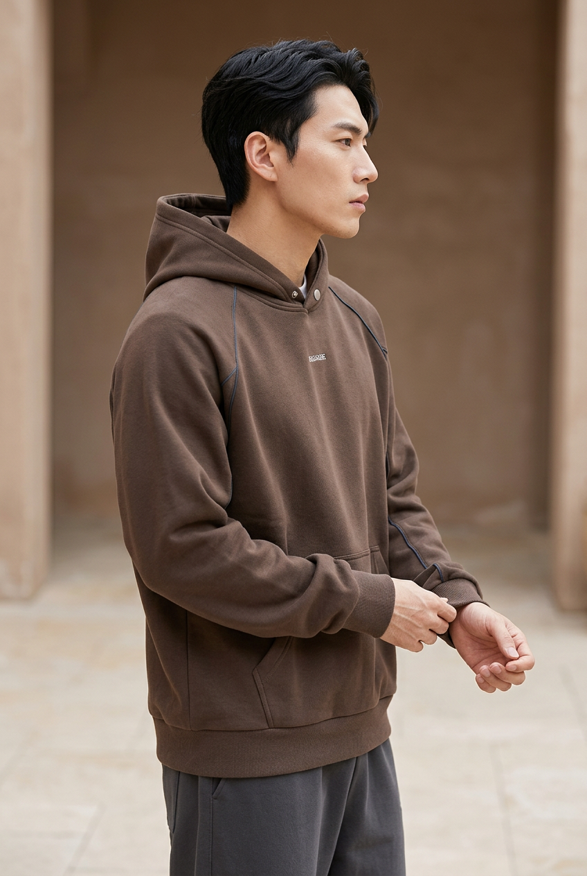 Men's Plus Size Kangaroo Pocket Raglan Sleeve Hoodie