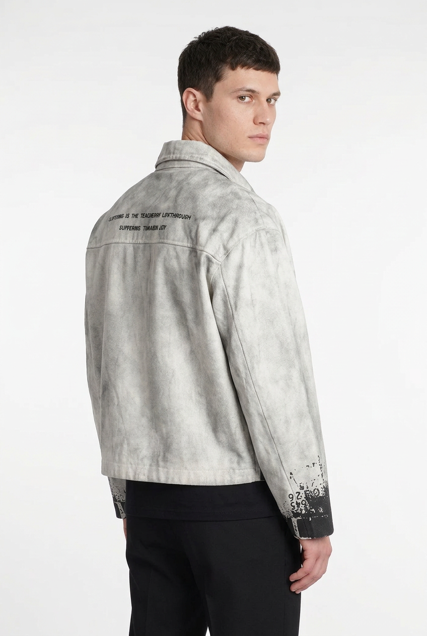 White model jacket rear three-quarter pose