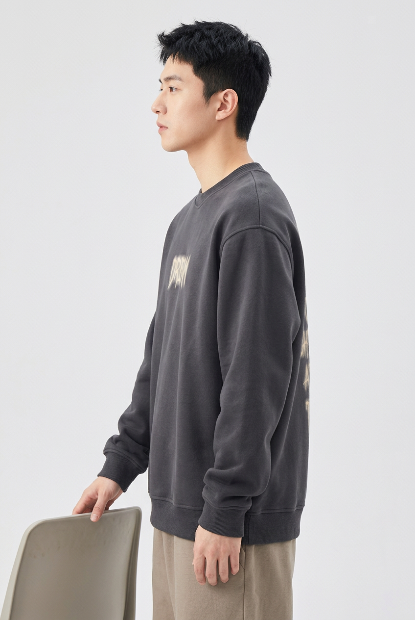 Men's Plus Size Crew Neck Dropped Shoulder Sweatshirt