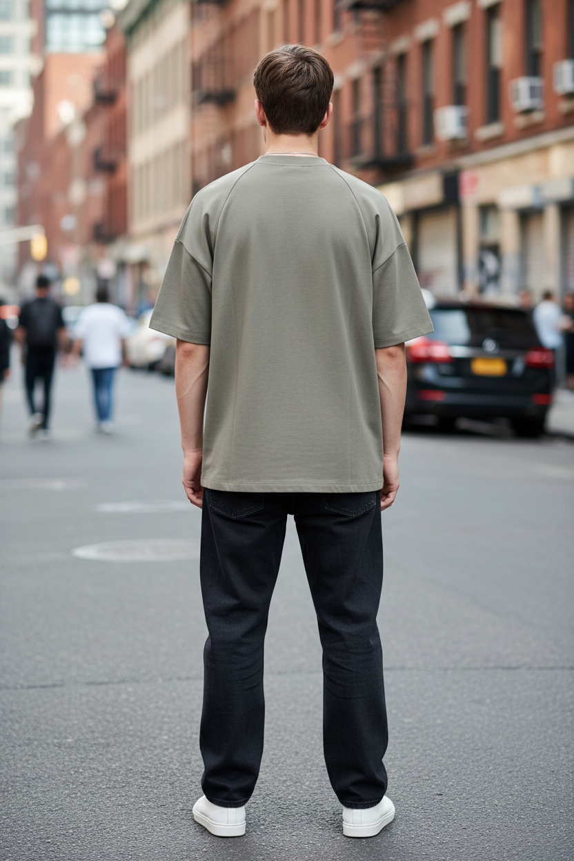 Sage Khaki T-Shirt Back View