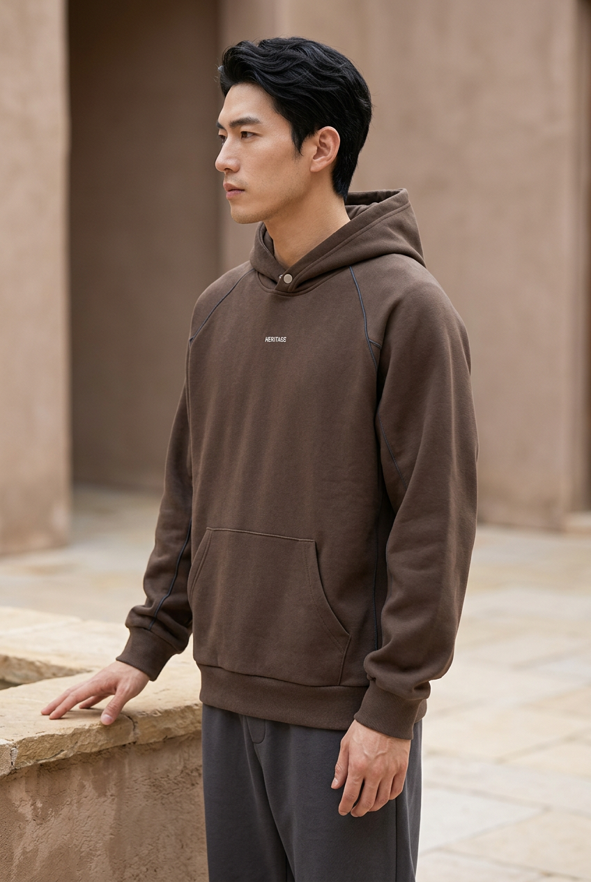 Men's Plus Size Kangaroo Pocket Raglan Sleeve Hoodie