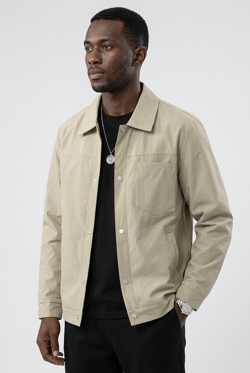 Men's Plus Size Lightweight Snap-Down Jacket