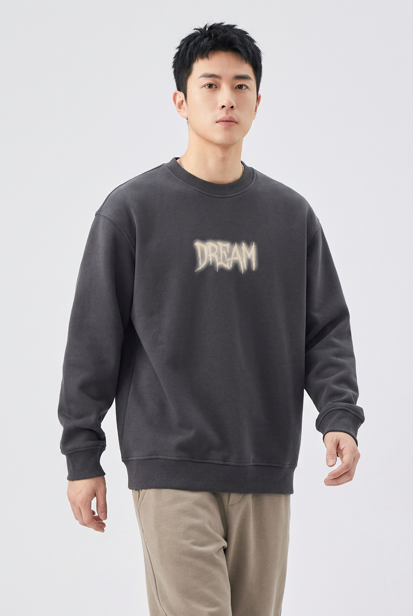 Men's Plus Size Crew Neck Dropped Shoulder Sweatshirt